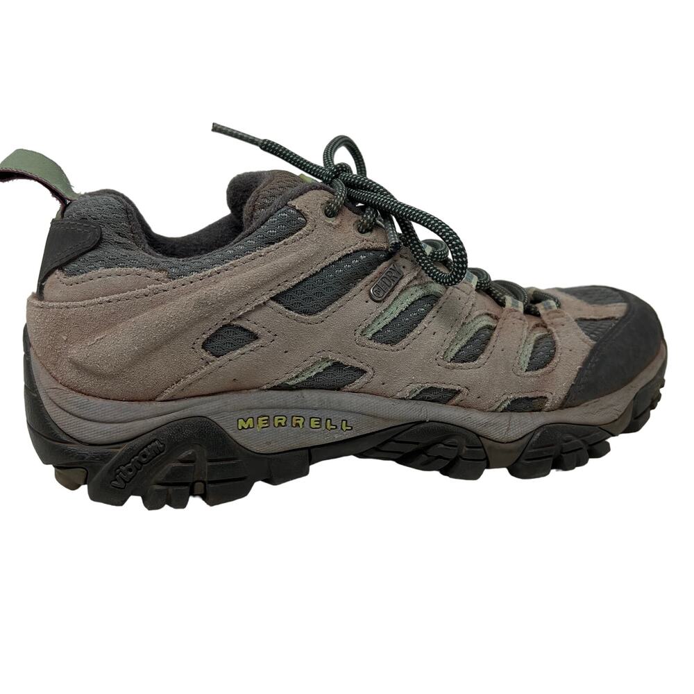 Merrell Suede Hiking Shoe Lace Up Rugged Outdoor Brown Olive - 8.5